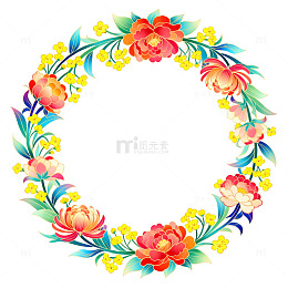 花卉装饰圆形图案插画