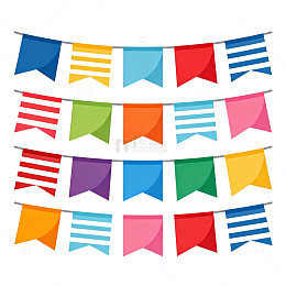 彩旗装饰庆祝节日矢量图