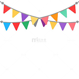 彩色三角旗串装饰图案