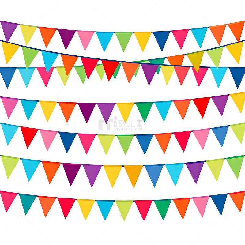 彩色三角旗节日装饰矢量素材
