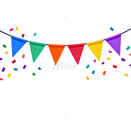 彩旗庆祝节日装饰设计元素