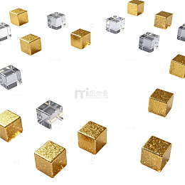 金银立方体静物艺术图