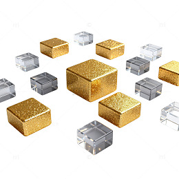 奢华金色与透明立方体装饰设计素材
