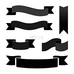 黑色丝带横幅图案设计元素