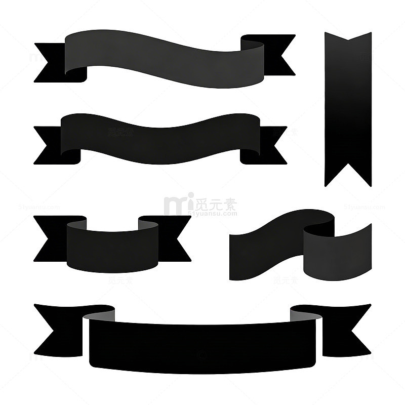 黑色丝带横幅图案设计元素