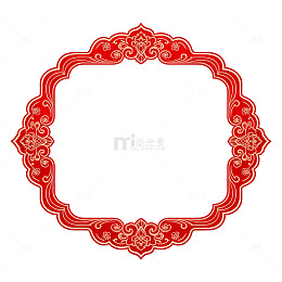 中国风红色花纹边框装饰图案