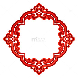 中国传统红色花纹图案装饰素材