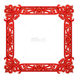 红色雕花相框装饰图案