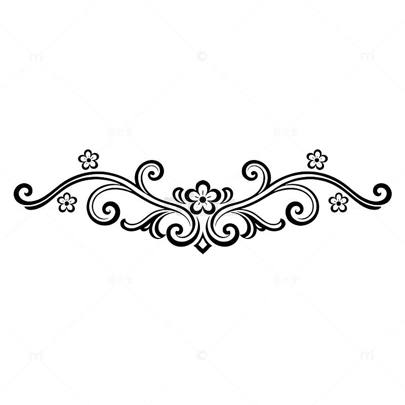 黑色花纹装饰图案矢量素材