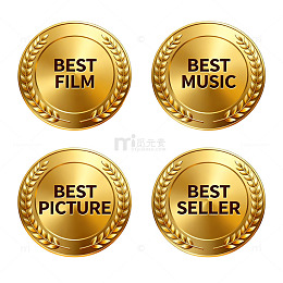 金色奖牌表彰设计素材