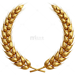金色麦穗花环装饰图案