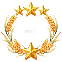 金色麦穗星形奖章装饰图案