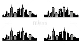 城市剪影插画设计素材