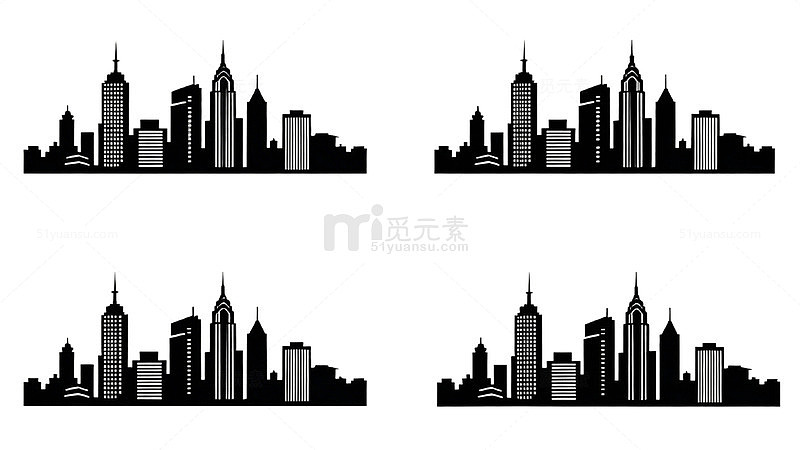 城市剪影插画设计素材