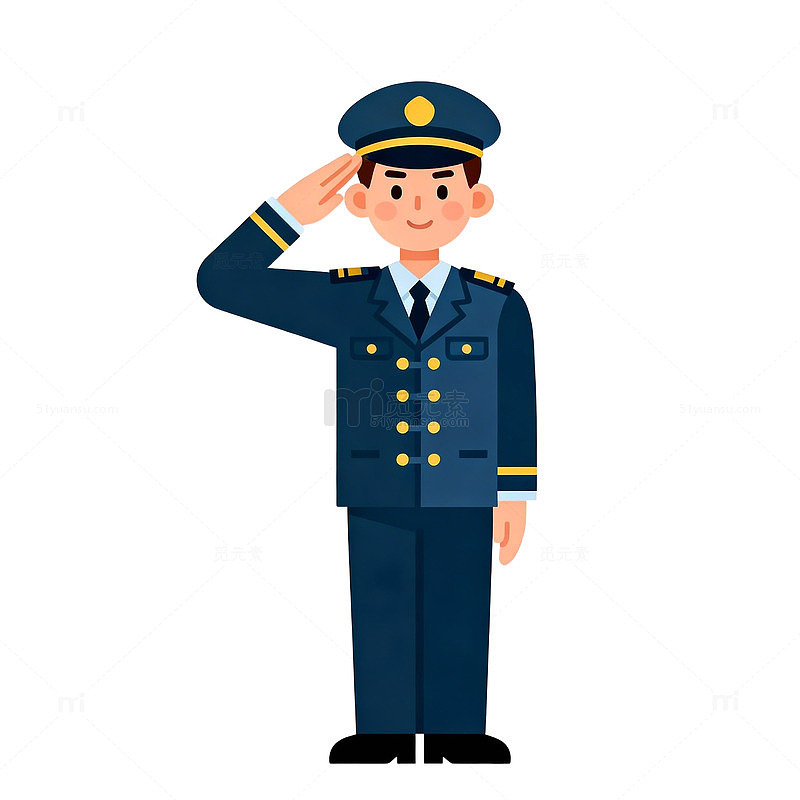 卡通警察敬礼矢量素材