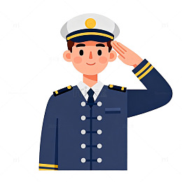 卡通海军军官敬礼形象设计素材