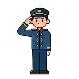卡通军人敬礼图像