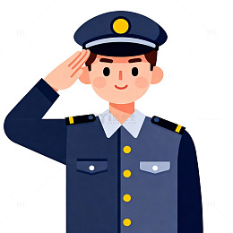 卡通警察敬礼插图