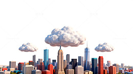 创意云朵城市插画