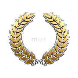 金属质感金色麦穗徽章设计