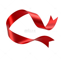 红色丝带飘逸设计元素