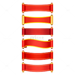 红色丝带横幅装饰图案设计素材