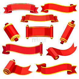 红色丝带装饰图案设计素材