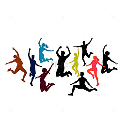 多彩活力剪影运动图案