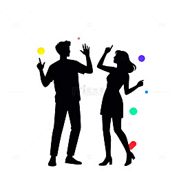 欢庆舞动剪影图案