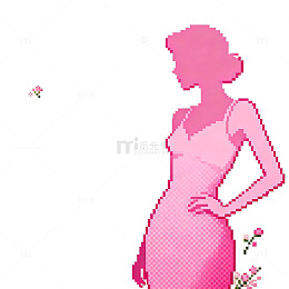 像素风格孕妇剪影插画素材