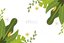 绿色植物边框装饰插画