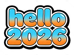 渐变色彩hello2026艺术字