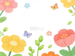 彩绘春天花卉蝴蝶装饰图