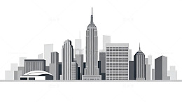 城市天际线简笔画建筑图