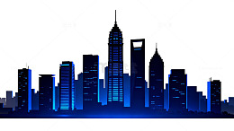 都市夜景剪影插画