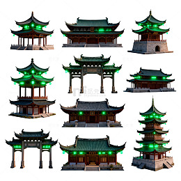 古风建筑插画设计素材