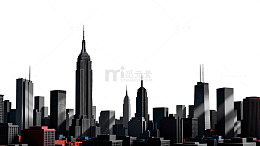 黑白城市剪影天际线设计素材