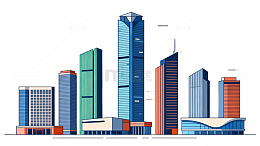 城市天际线现代建筑插画