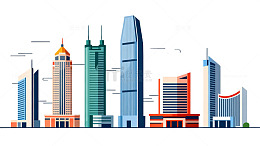 现代城市天际线矢量插画
