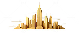 金色城市天际线简约插画