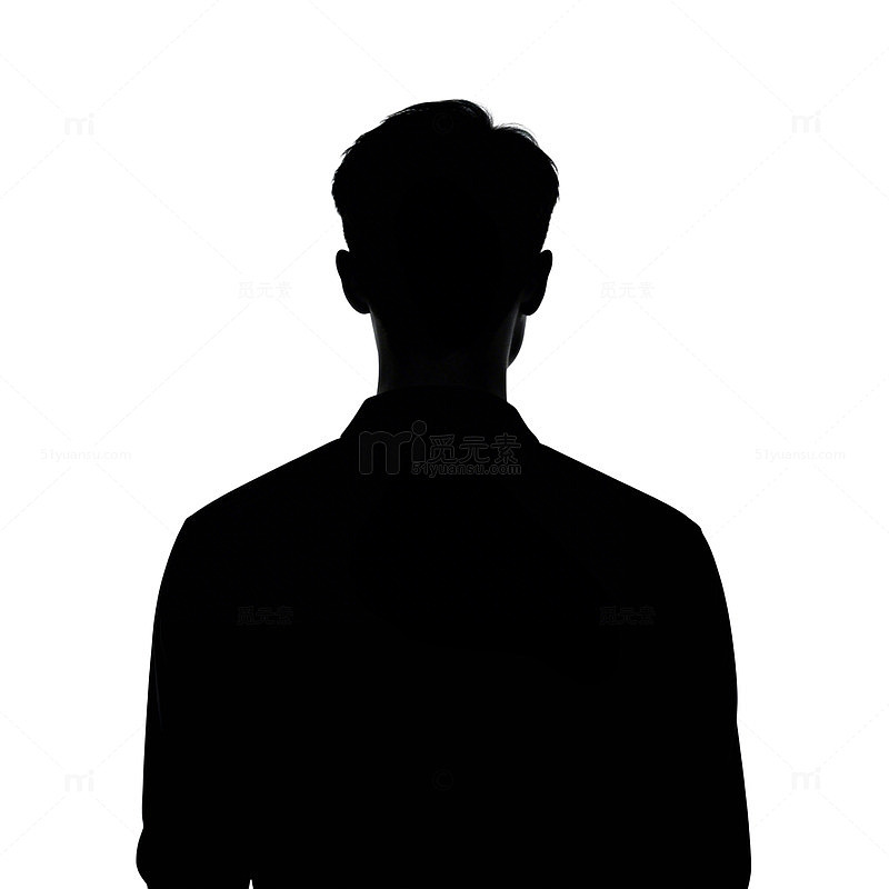 黑色剪影人物肖像简约设计元素