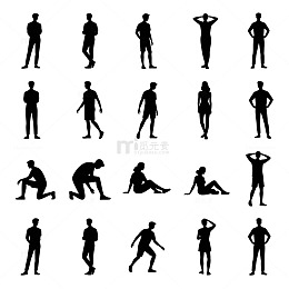 人体动作剪影矢量素材