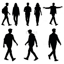 人物剪影行走姿态矢量素材