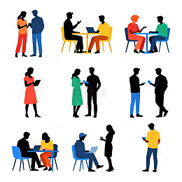 社交场景剪影矢量图素材