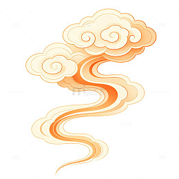 暖橙国风祥云元素