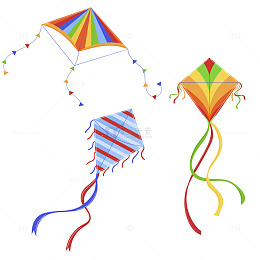 卡通春季彩色风筝免抠元素