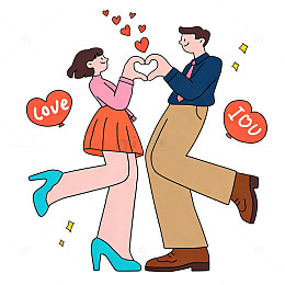 情侣比心浪漫插画免扣素材元素