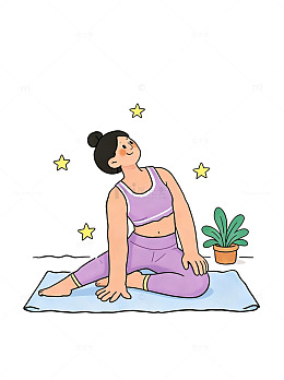 瑜伽健身女性插画免扣素材元素