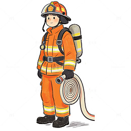 蜡笔风格消防员
