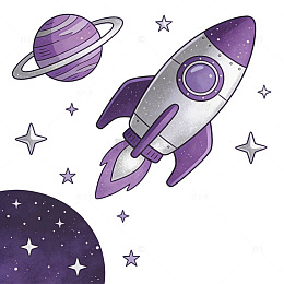 太空火箭手绘元素